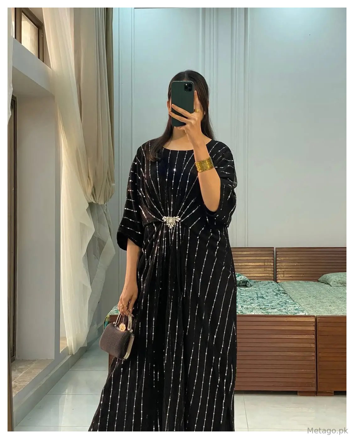 1 Pc Women's Stitched Moonlight Printed Kaftan