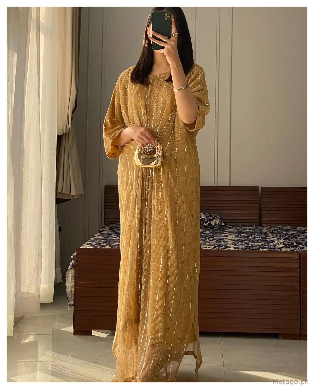 1 Pc Women's Stitched Moonlight Printed Kaftan