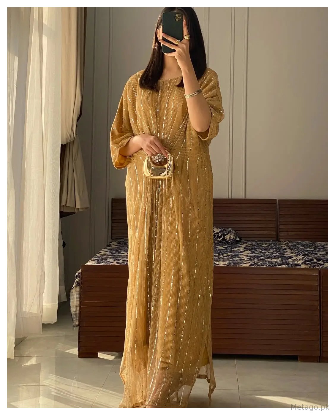 1 Pc Women's Stitched Moonlight Printed Kaftan