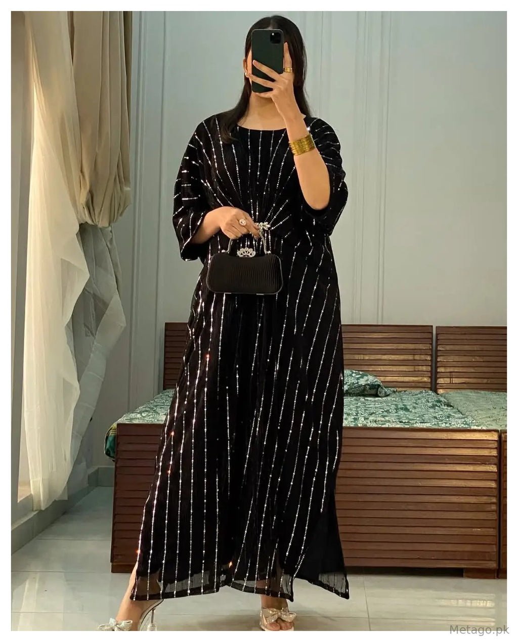 1 Pc Women's Stitched Moonlight Printed Kaftan