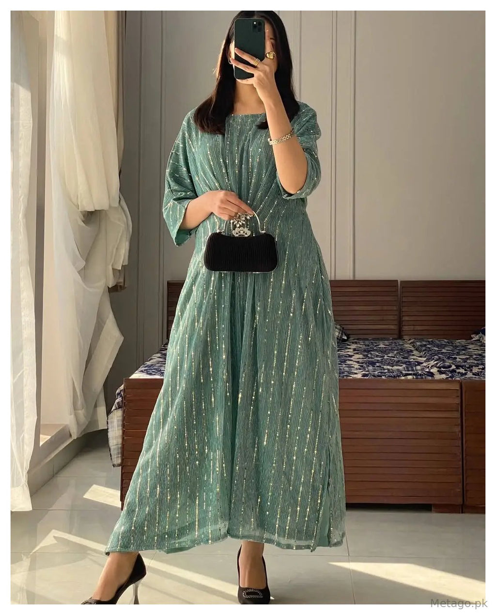 1 Pc Women's Stitched Moonlight Printed Kaftan