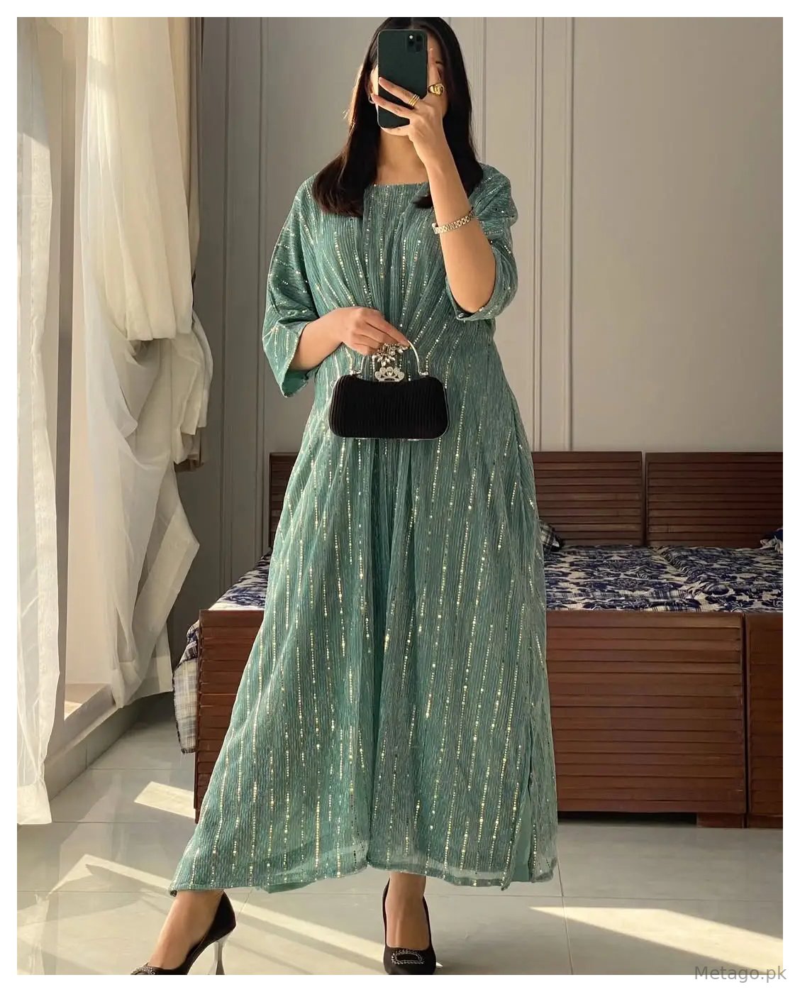 1 Pc Women's Stitched Moonlight Printed Kaftan