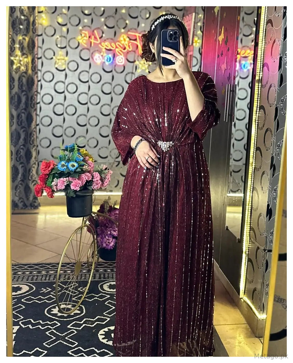 1 Pc Women's Stitched Moonlight Printed Kaftan