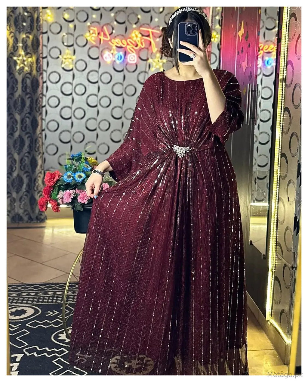 1 Pc Women's Stitched Moonlight Printed Kaftan