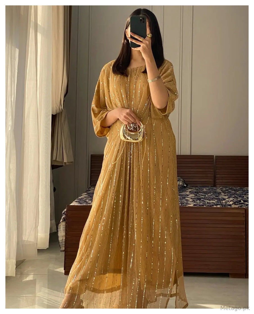 1 Pc Women's Stitched Moonlight Printed Kaftan