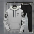 Men Grey Black Royal Crest Hoodie Track Suit Winter Fleece