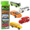 5-Piece Die Cast Metal Car Bus Set Multicolor for Kids