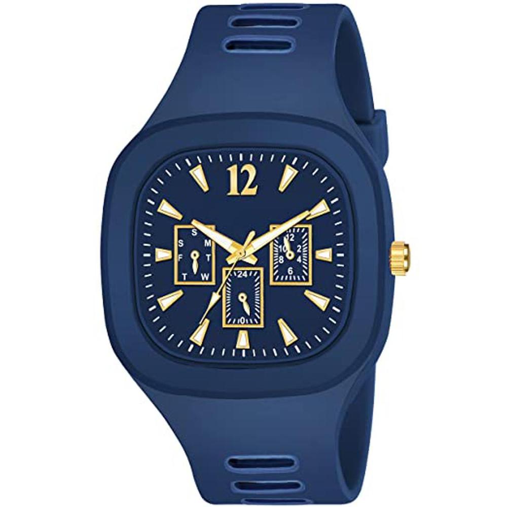 Blue Silicone Men's Watch Water Resistant Lightweight