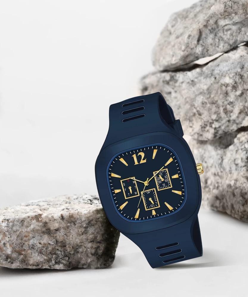 Blue Silicone Men's Watch Water Resistant Lightweight