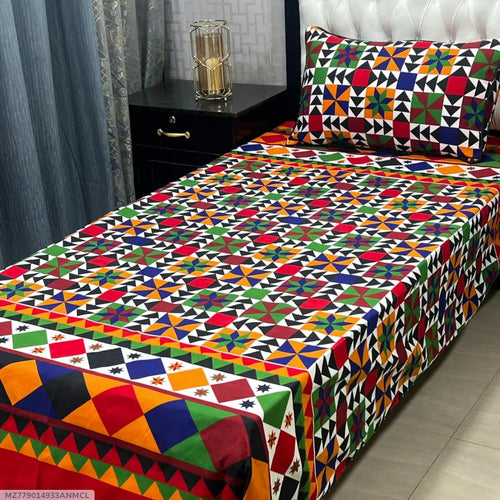 2 Pcs Crystal Cotton Printed Single Bedsheet