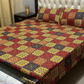 3 Pcs Crystal Cotton Printed Double Bedsheet