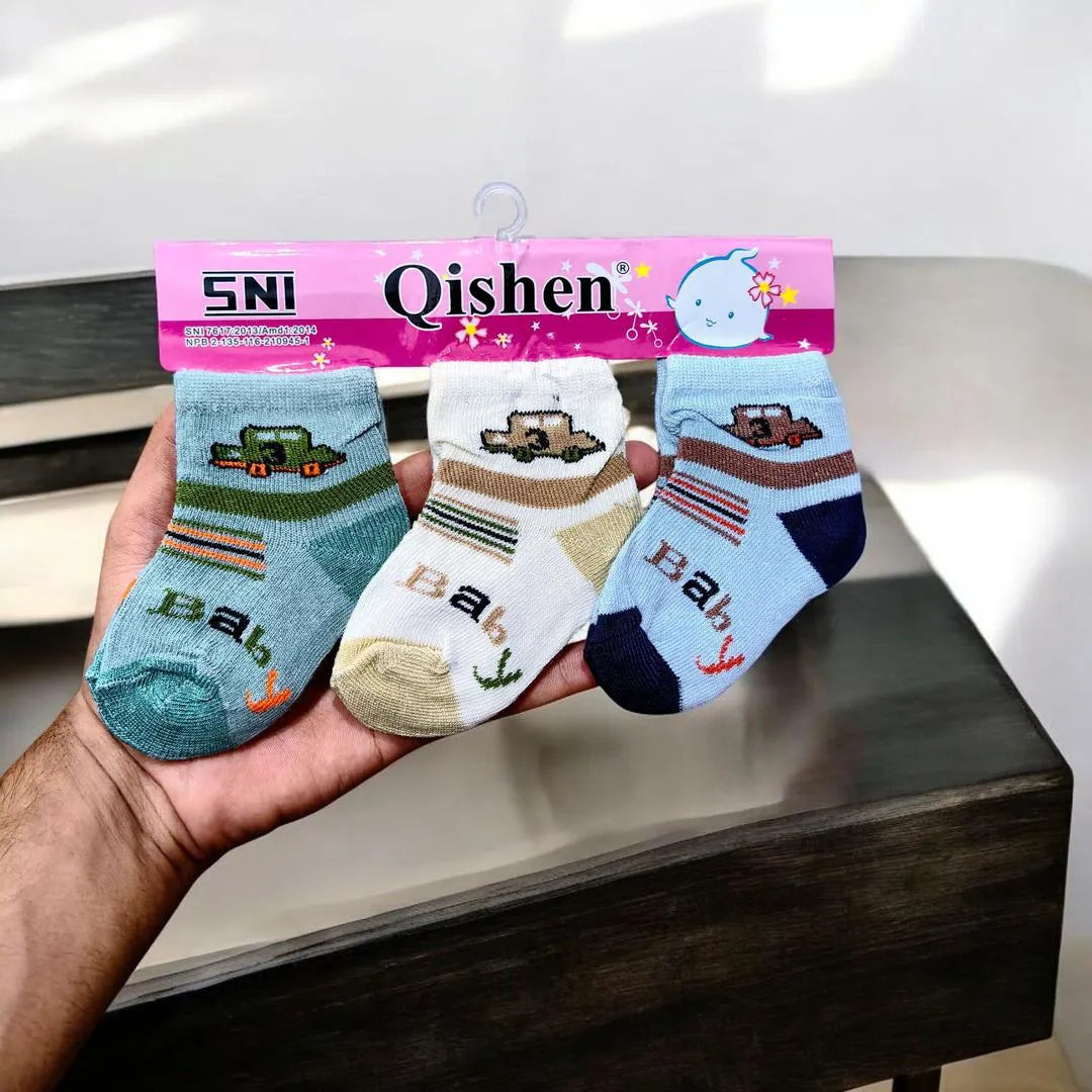 3-Pack Kids Cotton Socks Baby Car Print Pakistan