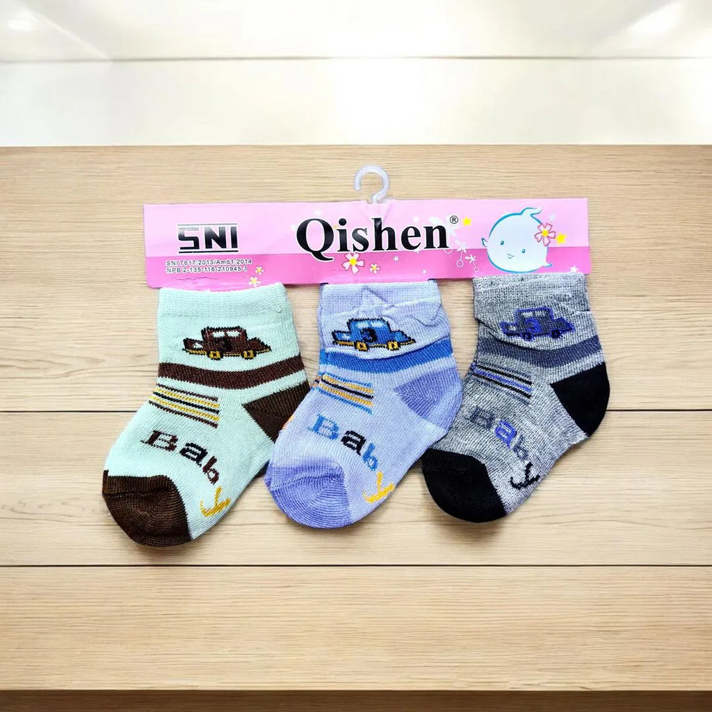 3-Pack Kids Cotton Socks Baby Car Print Pakistan