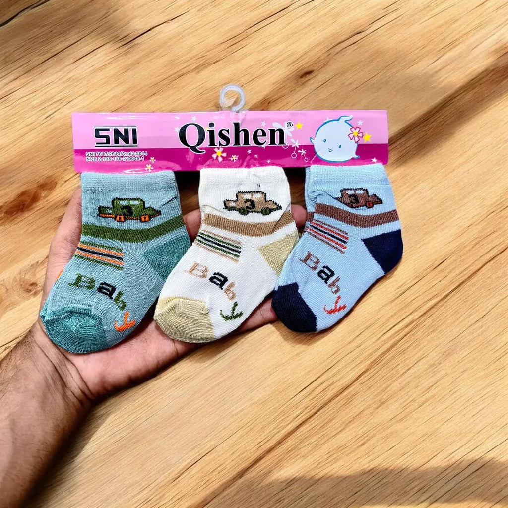 3-Pack Kids Cotton Socks Baby Car Print Pakistan