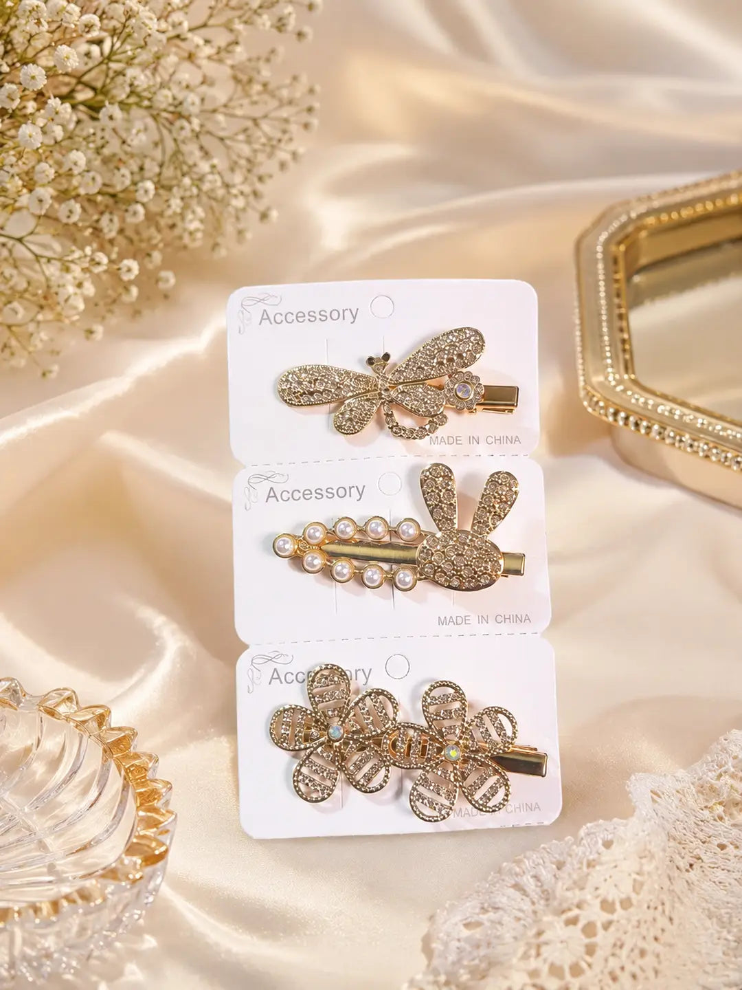Girl's Fancy Hair Pins 3 Pcs