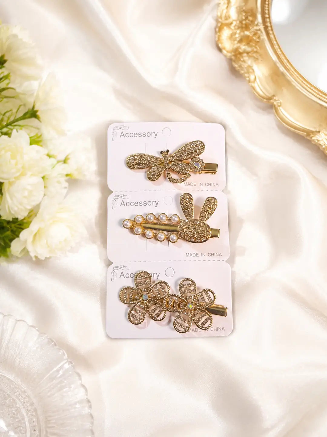 Girl's Fancy Hair Pins 3 Pcs