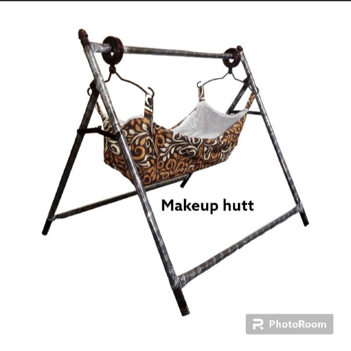 Baby Cradle Swing Blue White Foldable Iron