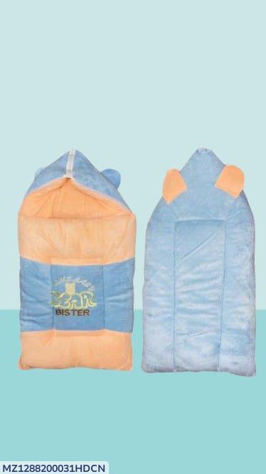 Baby Hooded Velvet Blanket Blue Peach Warm Cozy