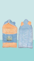 Baby Hooded Velvet Blanket Blue Peach Warm Cozy