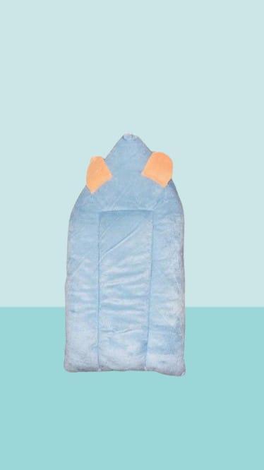 Baby Hooded Velvet Blanket Blue Peach Warm Cozy