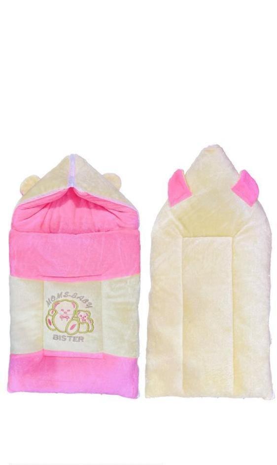 Baby Hooded Velvet Blanket Pink Yellow Bear Ears