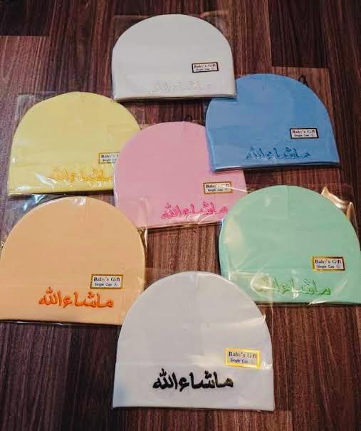 Embroidered Baby Caps Set of 3 Cotton Pakistan