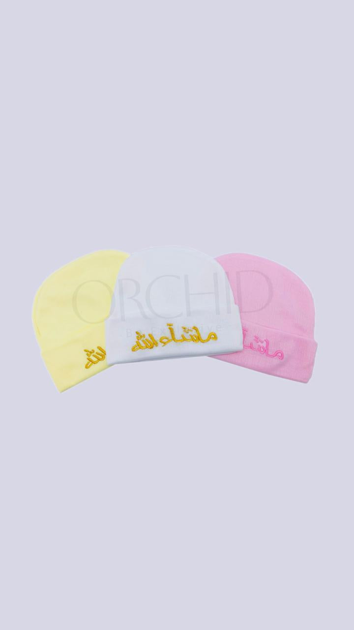 Embroidered Baby Caps Set of 3 Cotton Pakistan