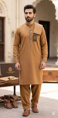 Men's Unstitched Khaddar Suit Tan 4.5M