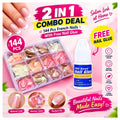 144 Pcs French Tip Nails With Free Nail Glue