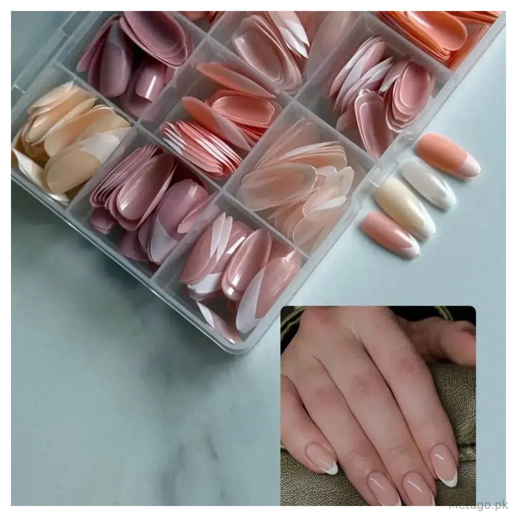 144 Pcs French Tip Nails With Free Nail Glue