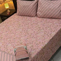 Pink Floral Cotton Bedsheet Set for Double Bed