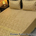 Golden Velvet Bedsheet Set Double Bed 3 Pcs