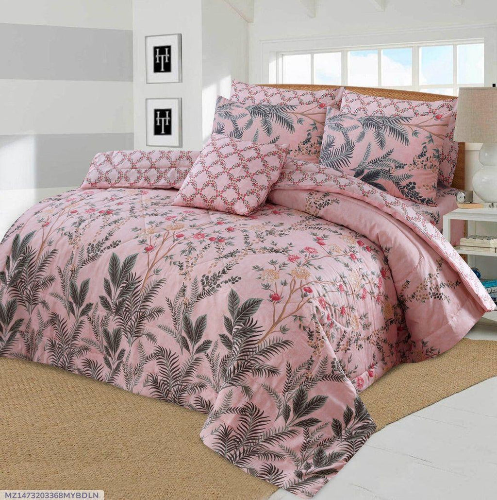 Premium Cotton Floral Comforter Set 7-Piece Double Bed