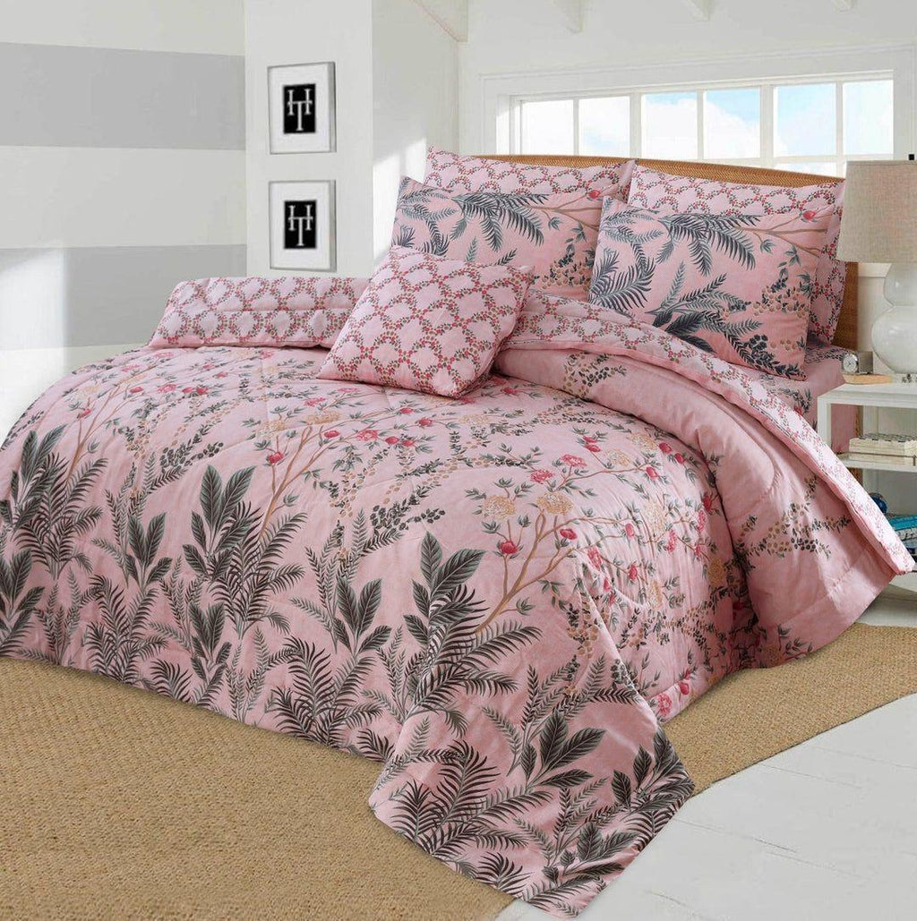 Premium Cotton Floral Comforter Set 7-Piece Double Bed