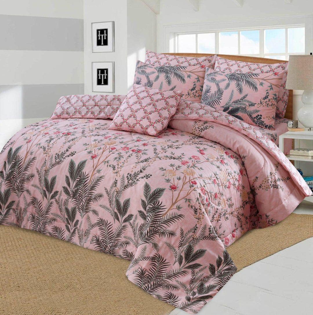 Premium Cotton Floral Comforter Set 7-Piece Double Bed