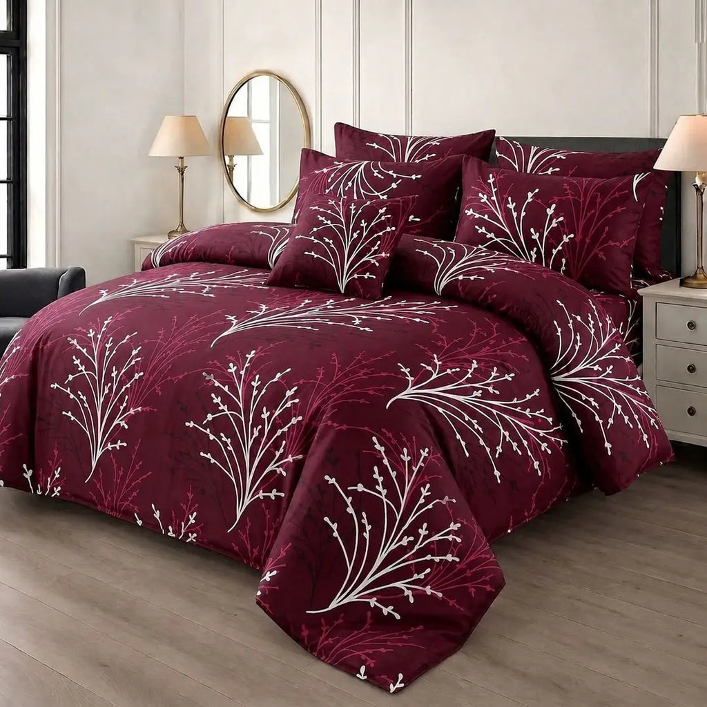 7 Pcs Cotton Salonica Printed Comforter Set