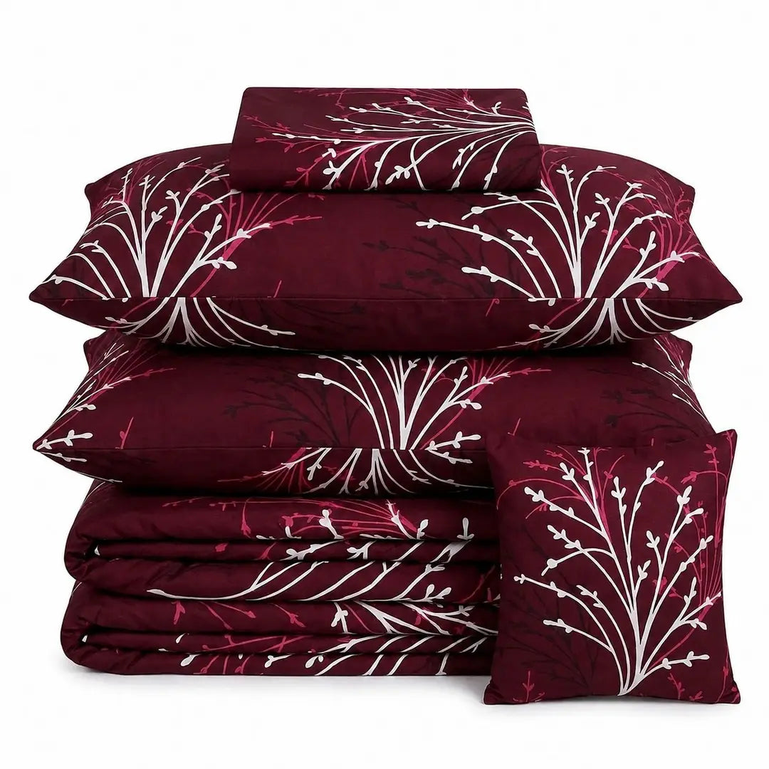 7 Pcs Cotton Salonica Printed Comforter Set