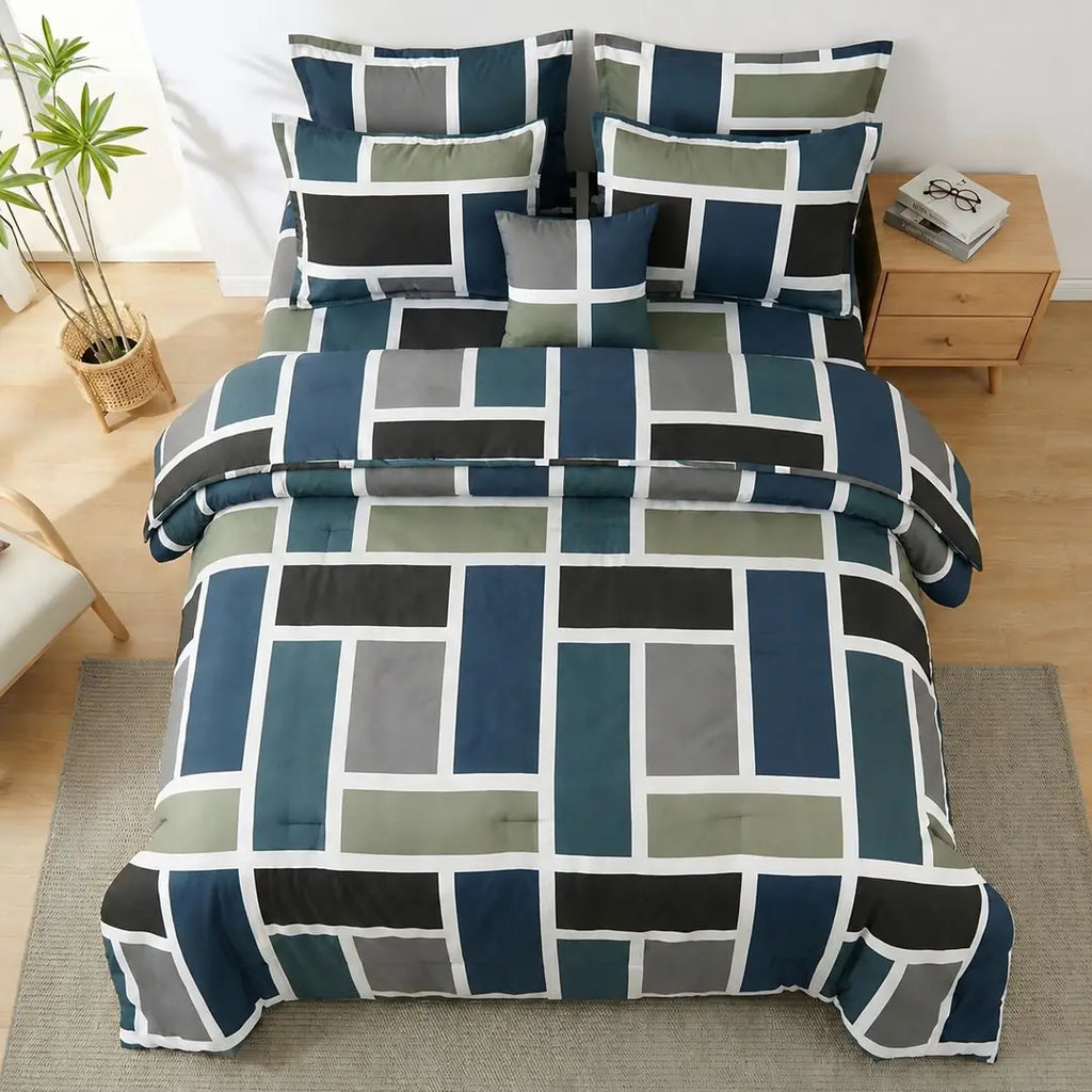 7 Pcs Cotton Salonica Printed Comforter Set