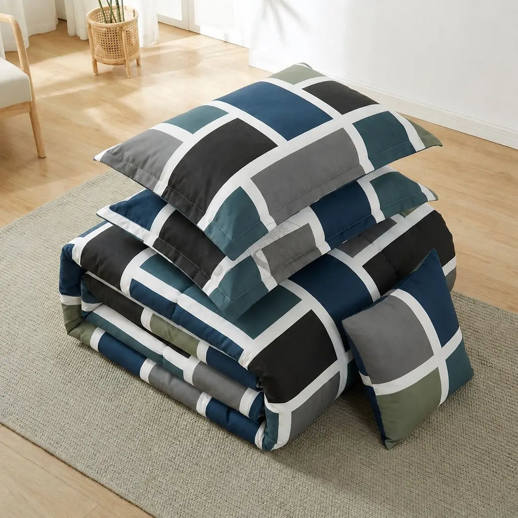 7 Pcs Cotton Salonica Printed Comforter Set