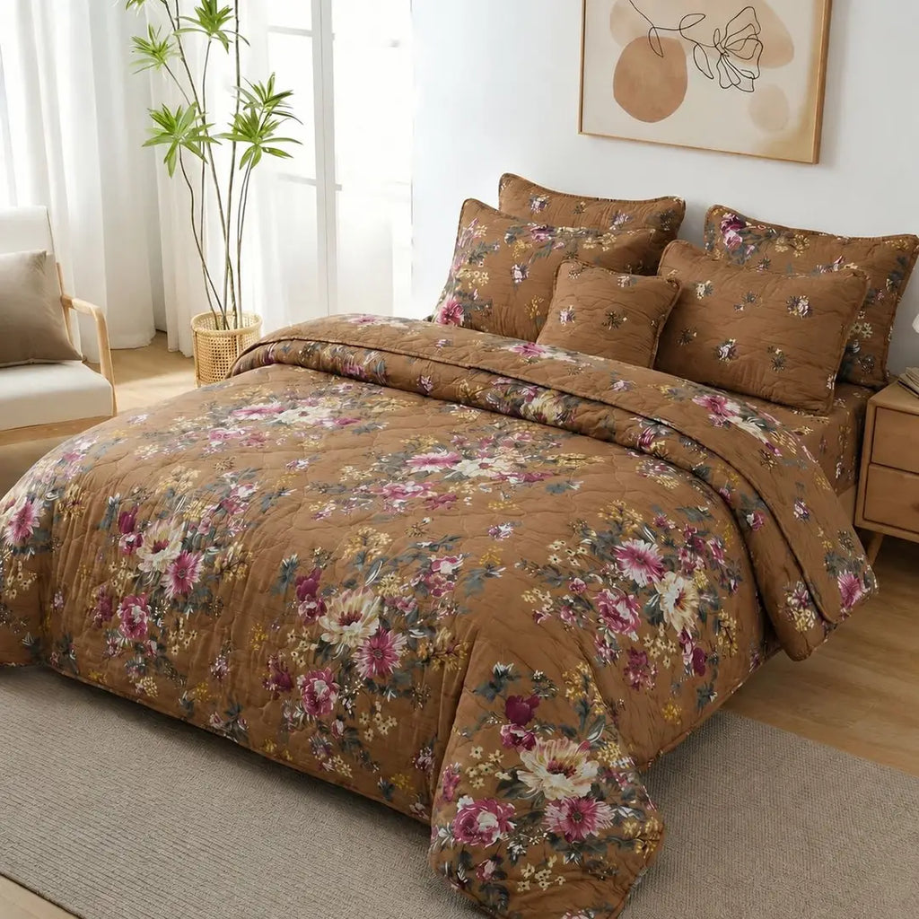 7 Pcs Cotton Salonica Printed Comforter Set