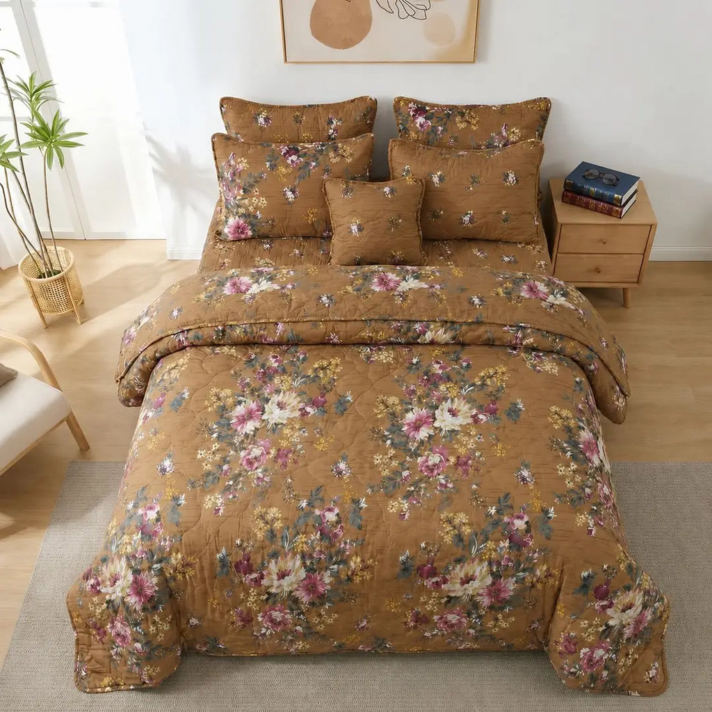 7 Pcs Cotton Salonica Printed Comforter Set