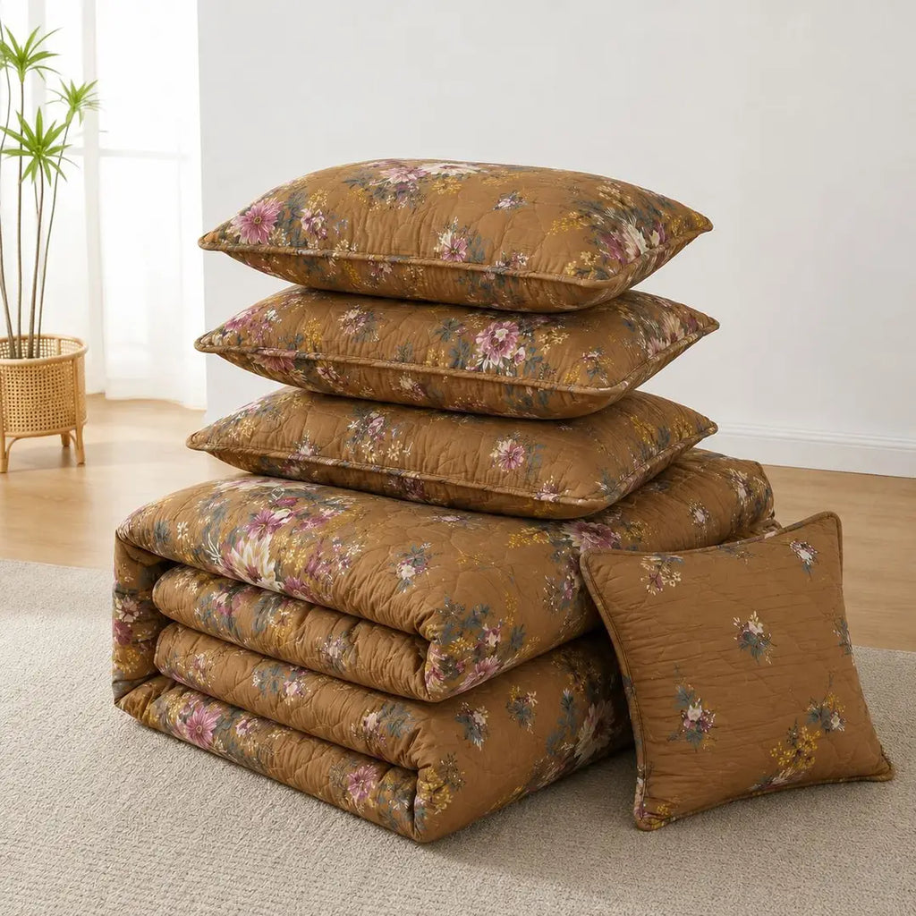 7 Pcs Cotton Salonica Printed Comforter Set