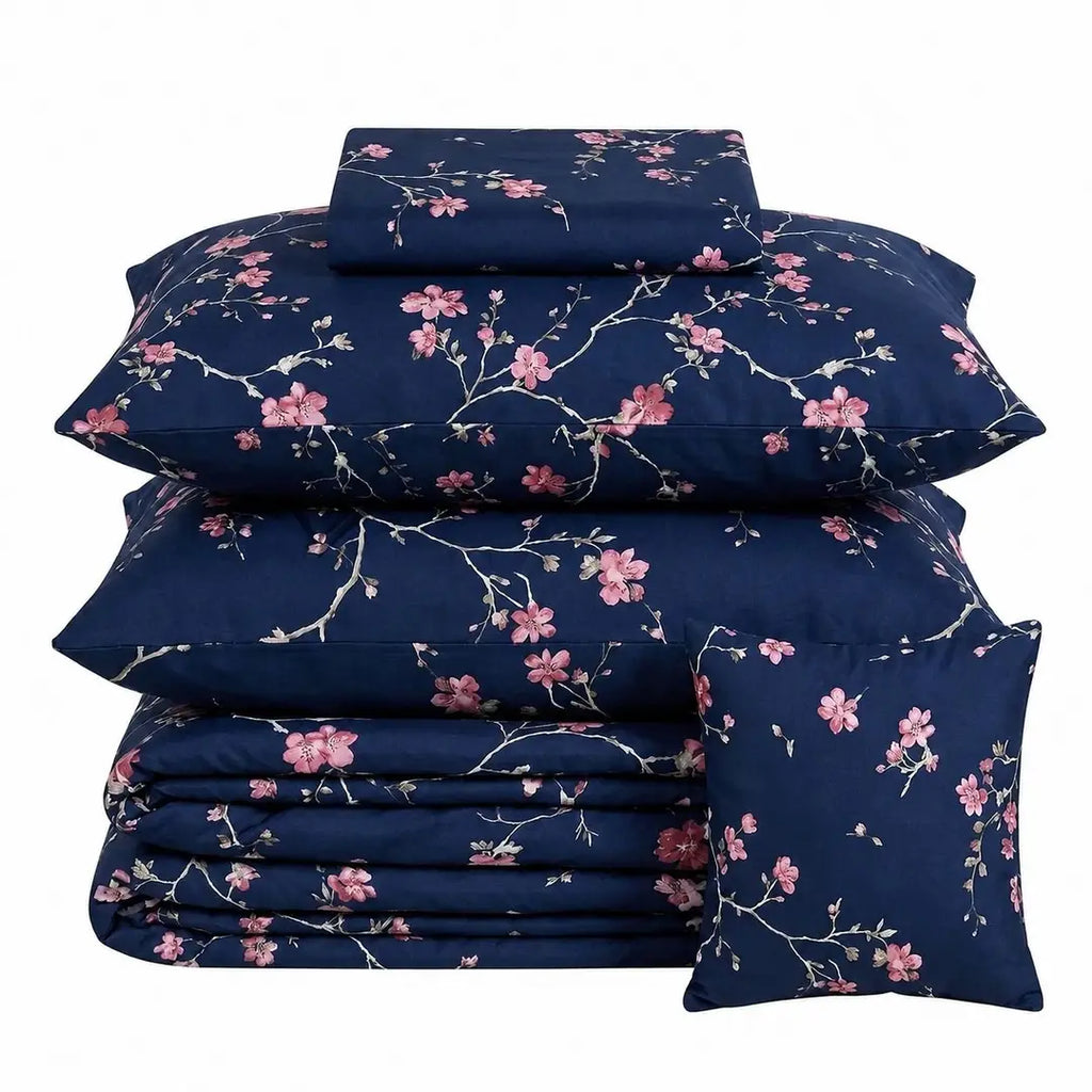 7 Pcs Cotton Salonica Printed Comforter Set