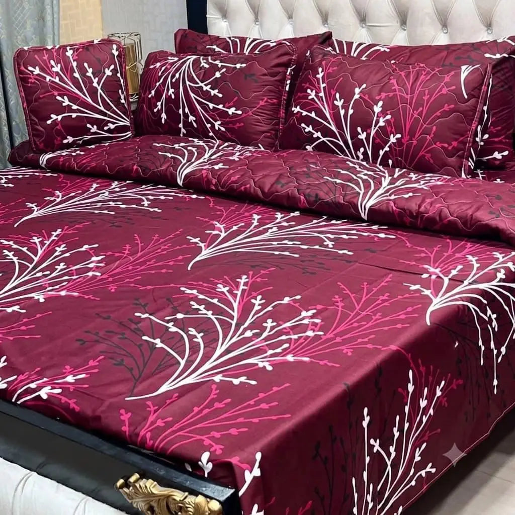 7 Pcs Cotton Salonica Printed Comforter Set