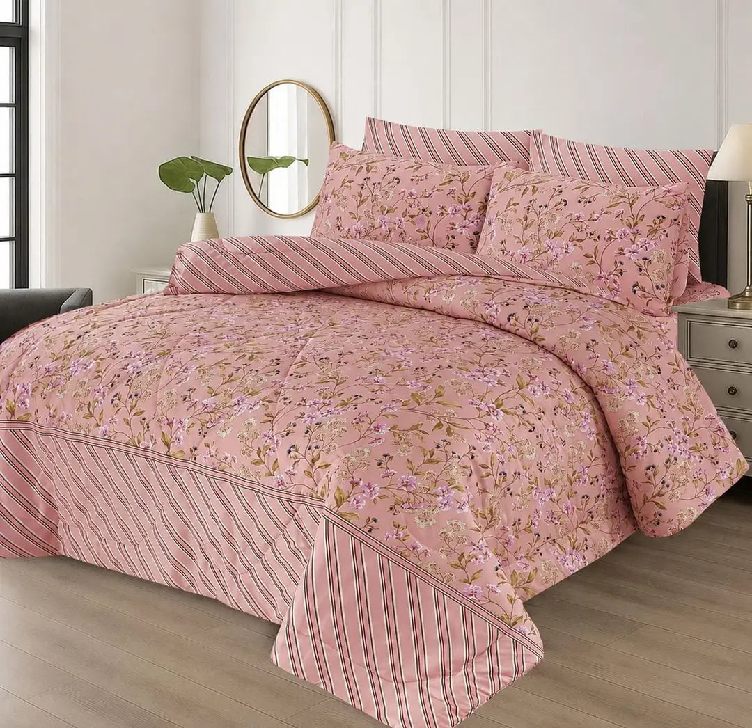 Exclusive 6 Pcs Cotton Salonica Printed Double Razai Set