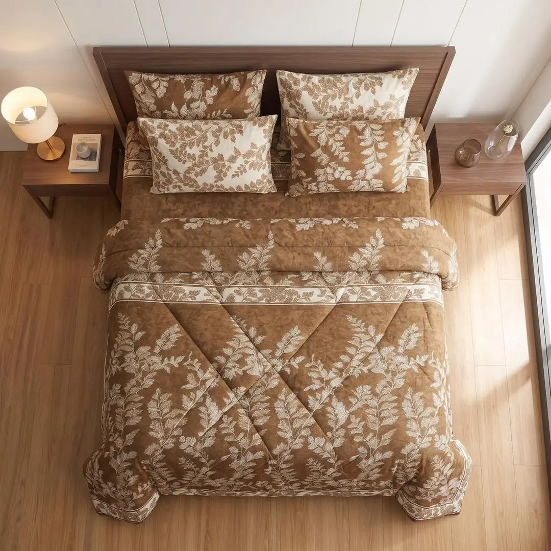 Exclusive 6 Pcs Cotton Salonica Printed Double Razai Set
