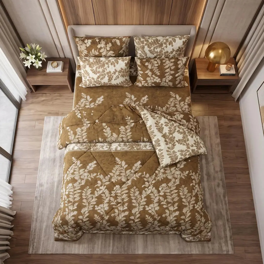 Exclusive 6 Pcs Cotton Salonica Printed Double Razai Set