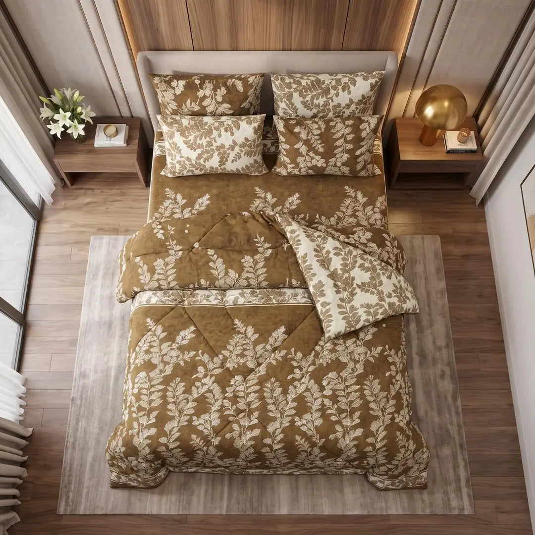 Exclusive 6 Pcs Cotton Salonica Printed Double Razai Set