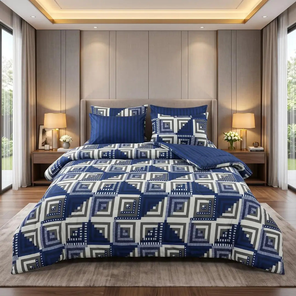 Exclusive 6 Pcs Cotton Salonica Printed Double Razai Set