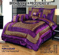 14-Piece Silk Jacquard Bridal Set Purple Gold